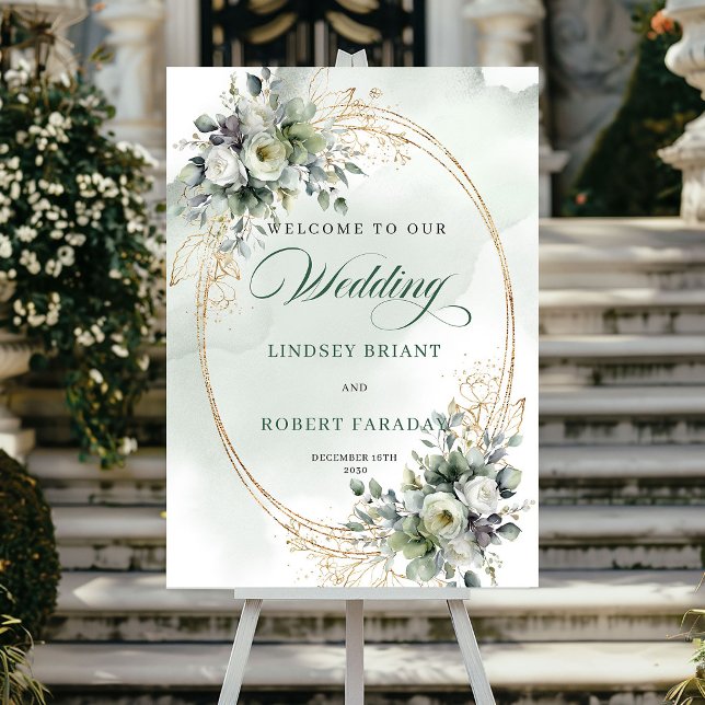 Luxury Watercolor Wedding Welcome Poster (Luxury Watercolor Wedding Welcome Poster)