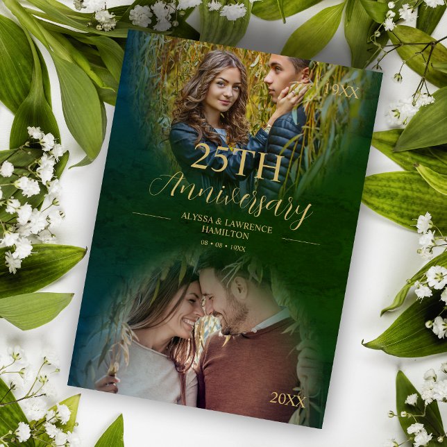 Luxury Wedding Anniversary 2 Photos Overlay Oval Invitation (Creator Uploaded)