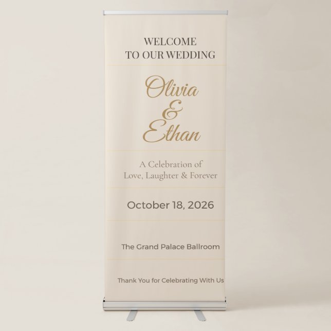 Luxury Wedding Banner | Elegant Retractable Sign (Front)