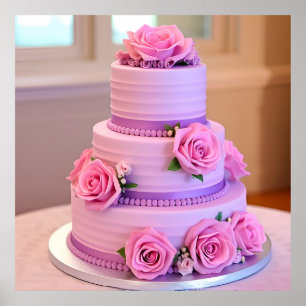 Luxury Wedding Cake Illustration – Elegant Floral  Poster