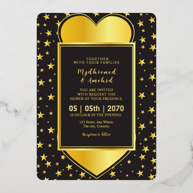 Luxury Wedding Card Invitation Card Gold Foil (Front)