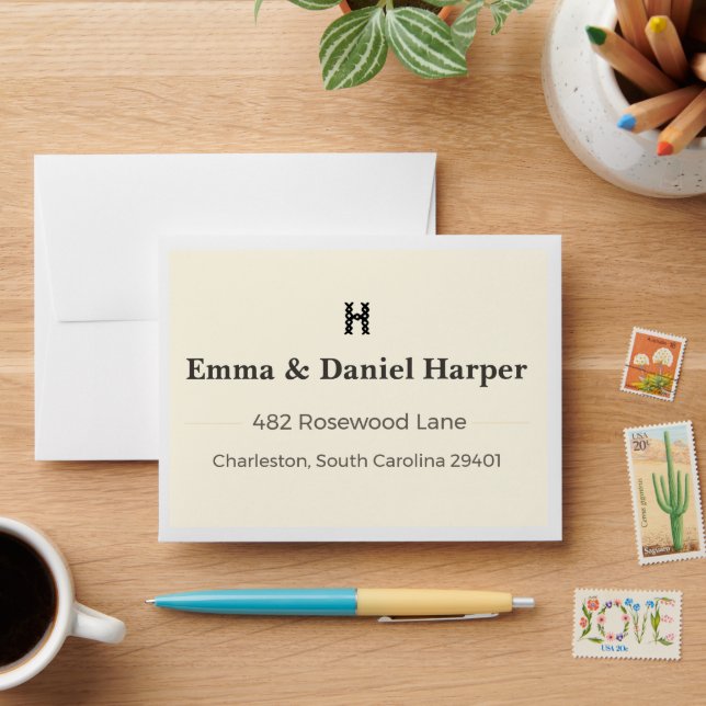 Luxury Wedding Envelope | Custom Return Address Envelope (Desk)