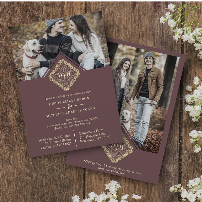 Luxury Wedding Initials Ornamental Lace Effect Save The Date (Creator Uploaded)