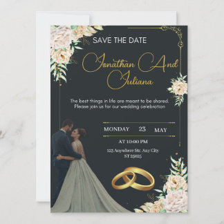 Luxury Wedding Invitation Black and Gold