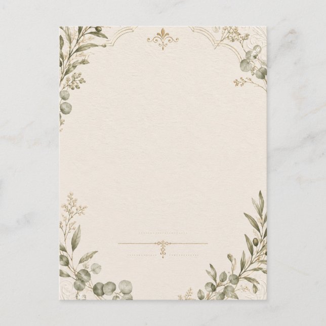 Luxury Wedding Invitation – Minimalist Ivory style Postcard (Front)