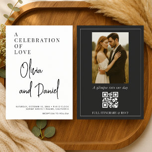 Luxury Wedding Script Photo QR Code Invitation