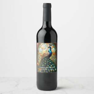 Luxury Wedding: Stained Glass Peacock Wine Labels