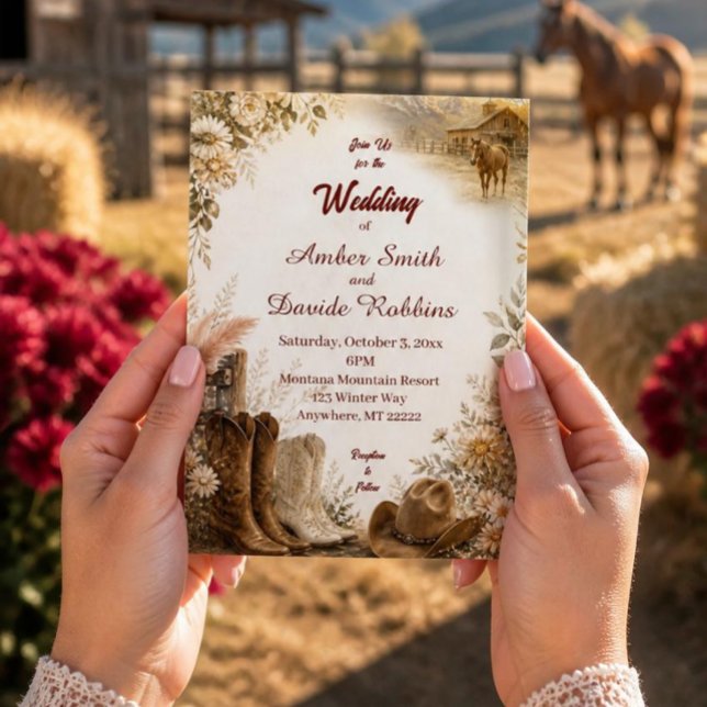 Luxury Western Ranch Wedding Acrylic Invitation (Creator Uploaded)