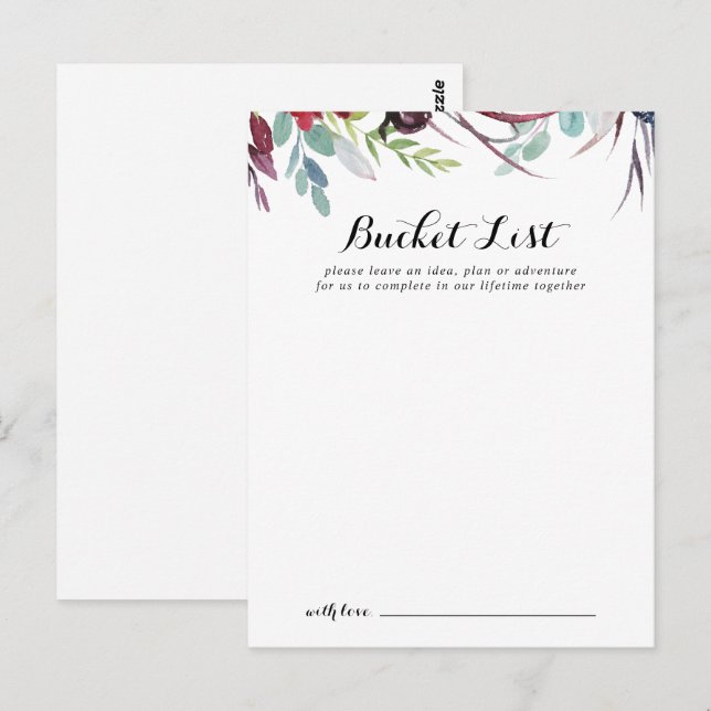 Luxury Whimsical Boho Wedding Bucket List Cards (Front/Back)