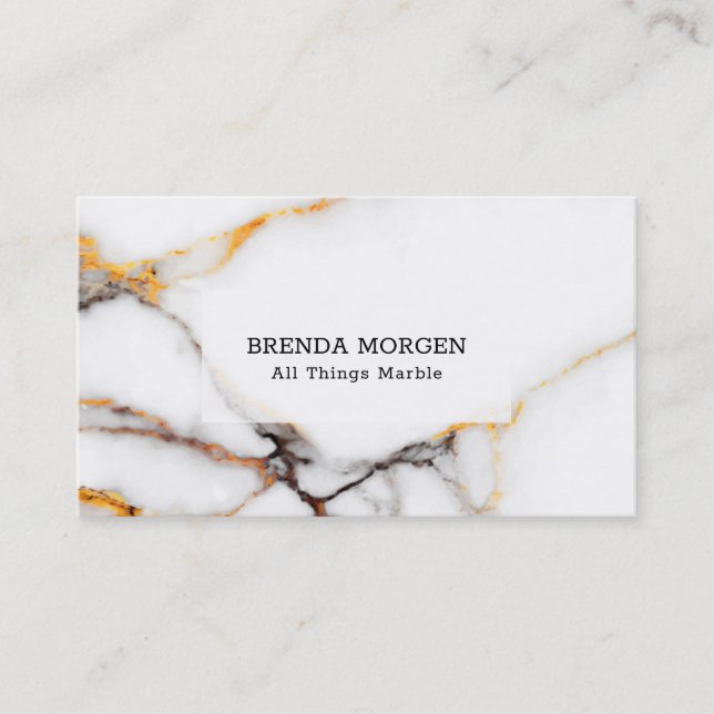 Luxury white and beige faux marble business card (Front)