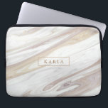 Luxury white and beige marble texture laptop sleeve<br><div class="desc">White and light beige luxury faux marble texture print and optional monogram.</div>