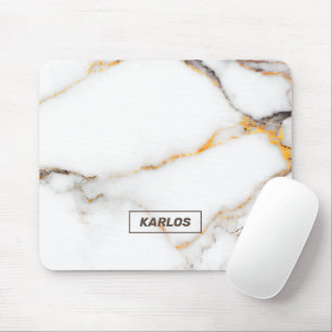 Luxury white and geige faux marble stone mouse mat