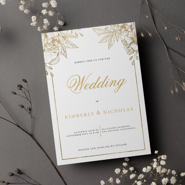 Luxury white and gold floral wedding invitation (Luxury white and gold floral wedding )