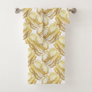 Luxury White and Gold Marble Alcohol Ink Bath Towel Set