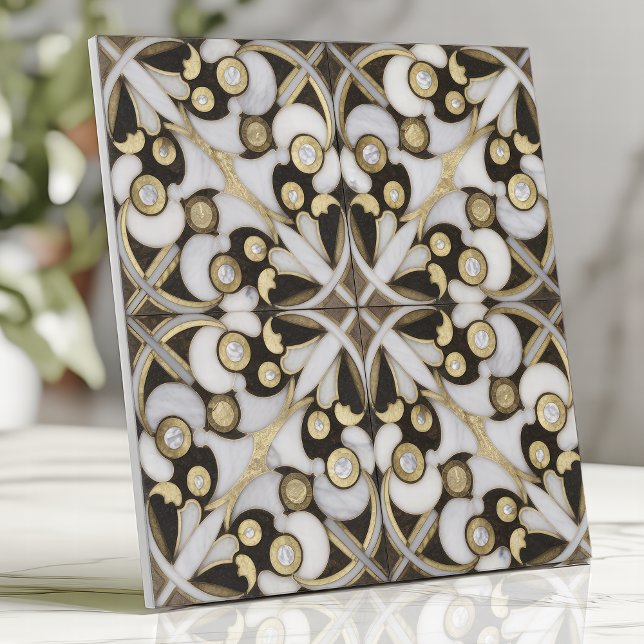 Luxury White and Gold Marble Arabesque Tile (Creator Uploaded)