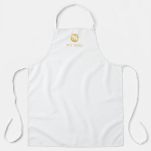 Luxury White and Gold Personalised Monogram Apron