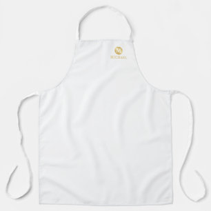 Luxury White and Gold Personalised Monogram Apron
