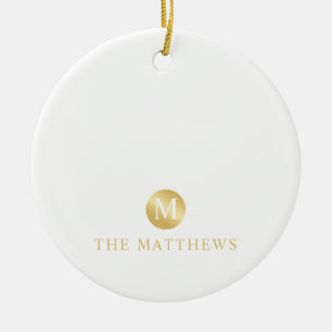 Luxury White and Gold Personalised Monogram Ceramic Tree Decoration