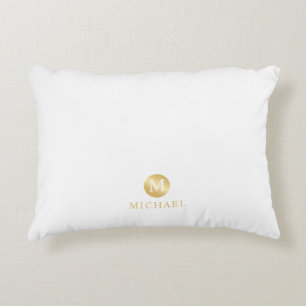 Luxury White and Gold Personalised Monogram Decorative Cushion