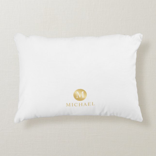 Luxury White and Gold Personalised Monogram Decorative Cushion (Front)