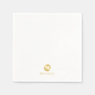 Luxury White and Gold Personalised Monogram Napkin
