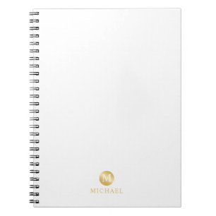 Luxury White and Gold Personalised Monogram Notebook