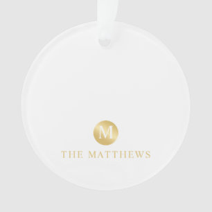 Luxury White and Gold Personalised Monogram Ornament