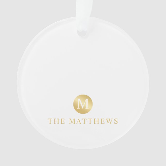 Luxury White and Gold Personalised Monogram Ornament (Front)