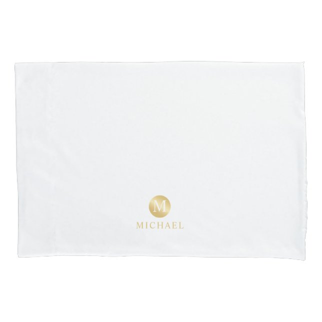 Luxury White and Gold Personalised Monogram Pillowcase (Front)
