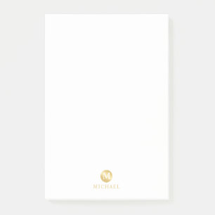 Luxury White and Gold Personalised Monogram Post-it Notes