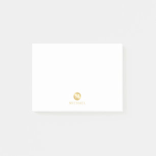 Luxury White and Gold Personalised Monogram Post-it Notes