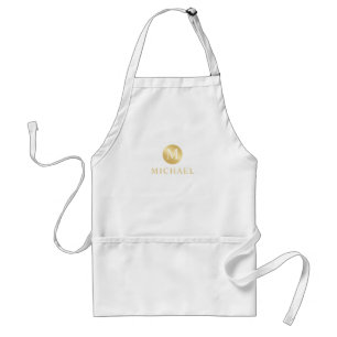 Luxury White and Gold Personalised Monogram Standard Apron