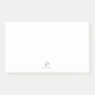 Luxury White and Silver Personalised Monogram Post-it Notes