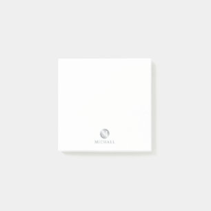 Luxury White and Silver Personalised Monogram Post-it Notes