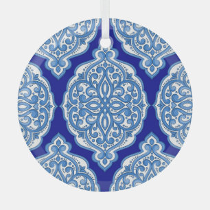 Luxury white-blue, Turkish ornament. Glass Tree Decoration