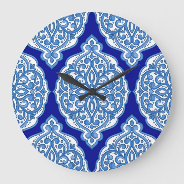 Luxury white-blue, Turkish ornament. Large Clock (Front)