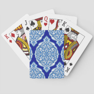 Luxury white-blue, Turkish ornament. Playing Cards