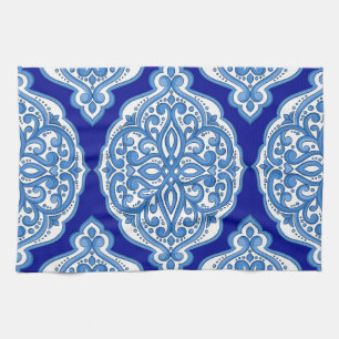 Luxury white-blue, Turkish ornament. Tea Towel