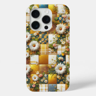 Luxury White Daisy & Gold Geometric Phone Case 