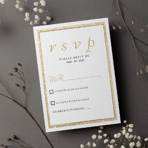 Luxury white elegant gold glitter RSVP Invitation