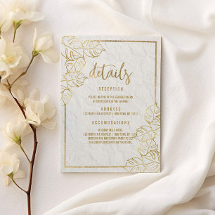 Luxury white gold French floral lace Details  Enclosure Card