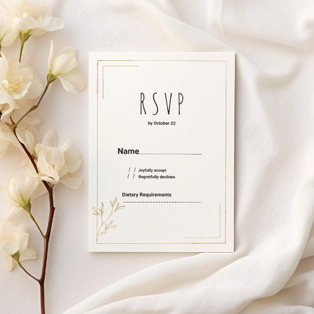 Luxury white gold geometric floral RSVP Invitation (Luxury white gold geometric floral RSVP)