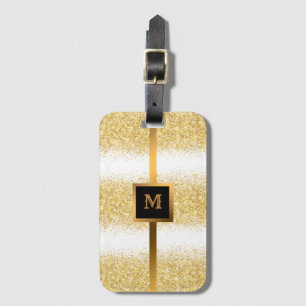 Luxury White Gold Glitter Luggage Tag
