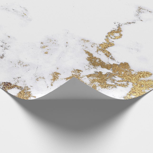 Luxury White Gold Grey Carrara Marble Stone VIP Wrapping Paper (Corner)