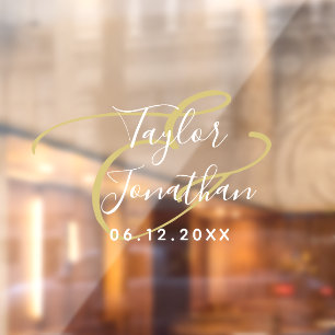 Luxury White & Gold Minimal Classy Custom Wedding  Window Cling