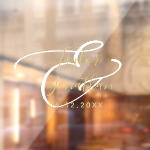 Luxury White & Gold Minimal Classy Custom Wedding Window Cling