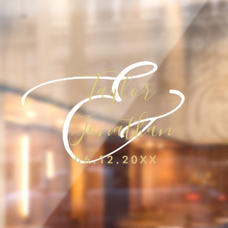 Luxury White & Gold Minimal Classy Custom Wedding Window Cling