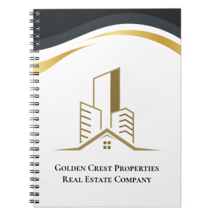 Luxury White & Gold Personalised Real Estate Notebook