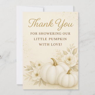 Luxury White & Gold Pumpkin Baby Shower Thank You Card