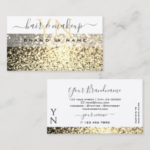 Luxury White Gold Sparkle Glitter Monogram Elegant Business Card